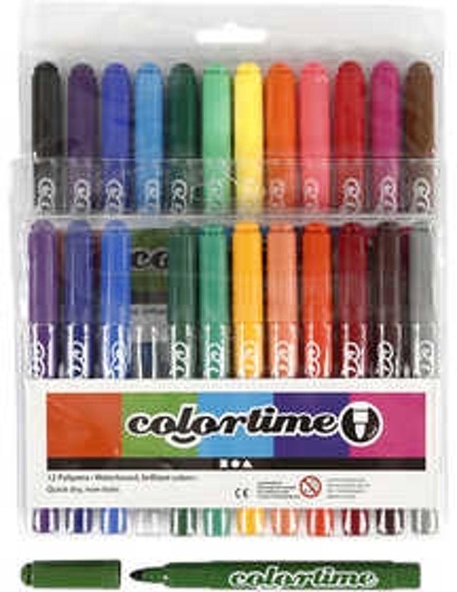 Colortime stift, lijndikte: 5 mm, diverse kleuren, 24stuks [HOB-37349]